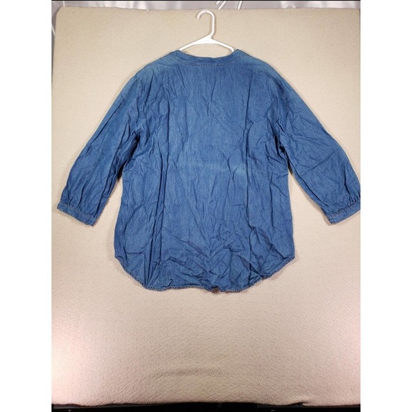 Hester & Orchard Shirt Womens XL Chambray V Neck Pullover Long Sleeve Blue - Picture 8 of 12